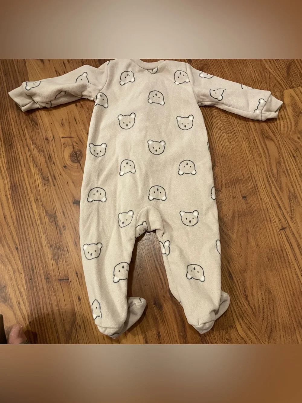 Carter's Cream Bear-Print Fleece Footed One-Piece